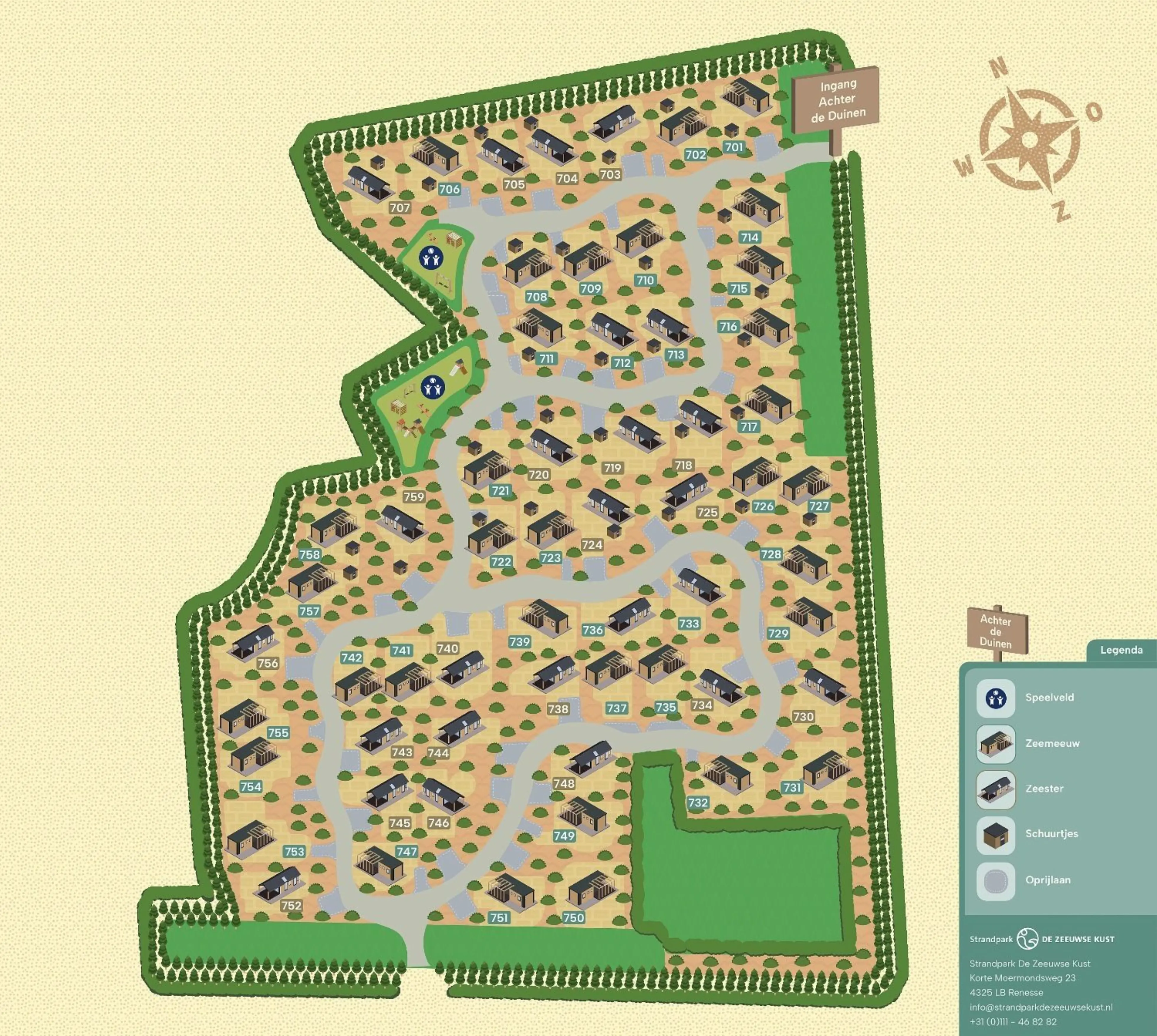 Plattegrond achter de duinen de zeeuwse kust